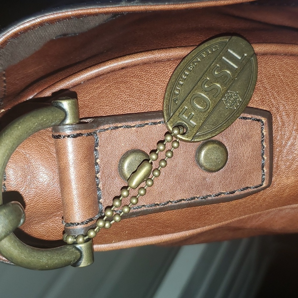 Fossil Leather Briefcase Guc Nice Brown Color - image 3